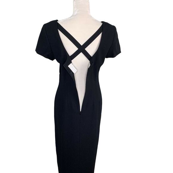 Vintage Liz Claiborne Dress Formal 8 Maxi Black Short Sleeve Lined New - Picture 6 of 11